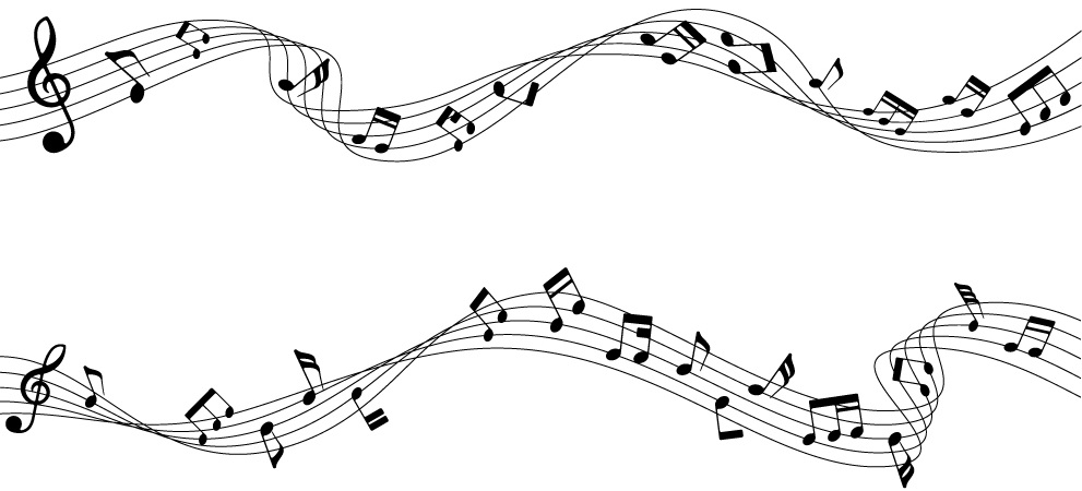 Two,Rows,Of,Musical,Notes,Element,Are,Flowing,On,Chords